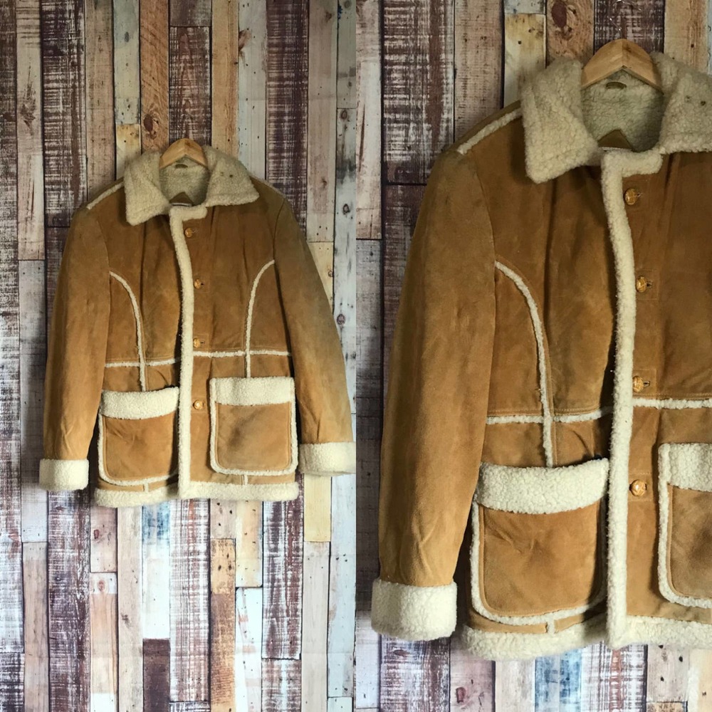80's Suede Leather and Sherpa Lined Barn Coat, Vintage Leather Ranch Coat